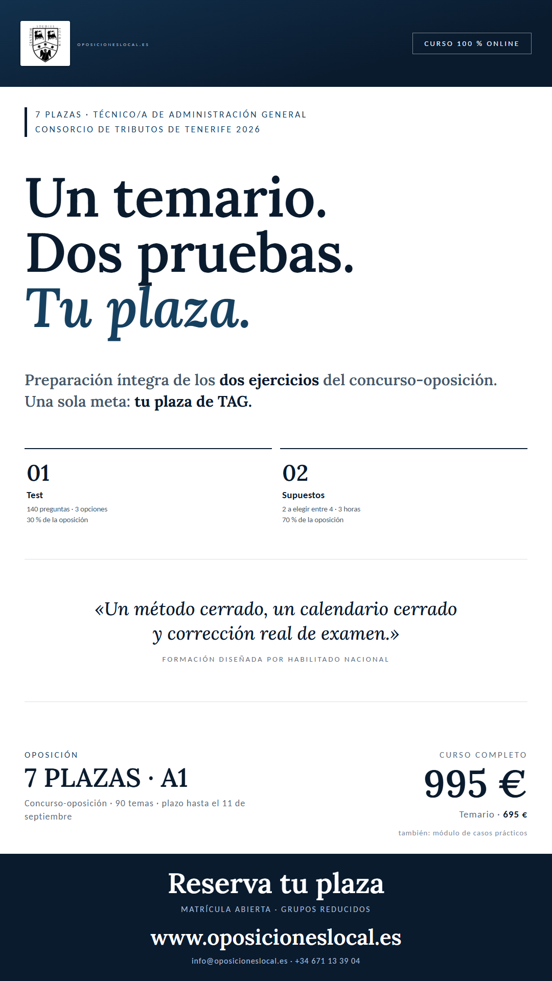 Curso Técnico/a de Administración General · Consorcio de Tributos de Tenerife 2026 · cartel vertical