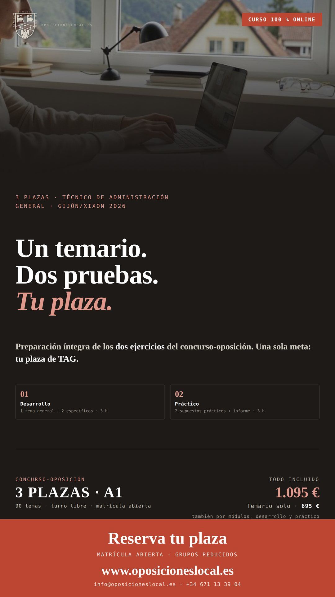 Cartel de Curso Oposiciones TAG · Ayuntamiento de Gijón/Xixón (A1)