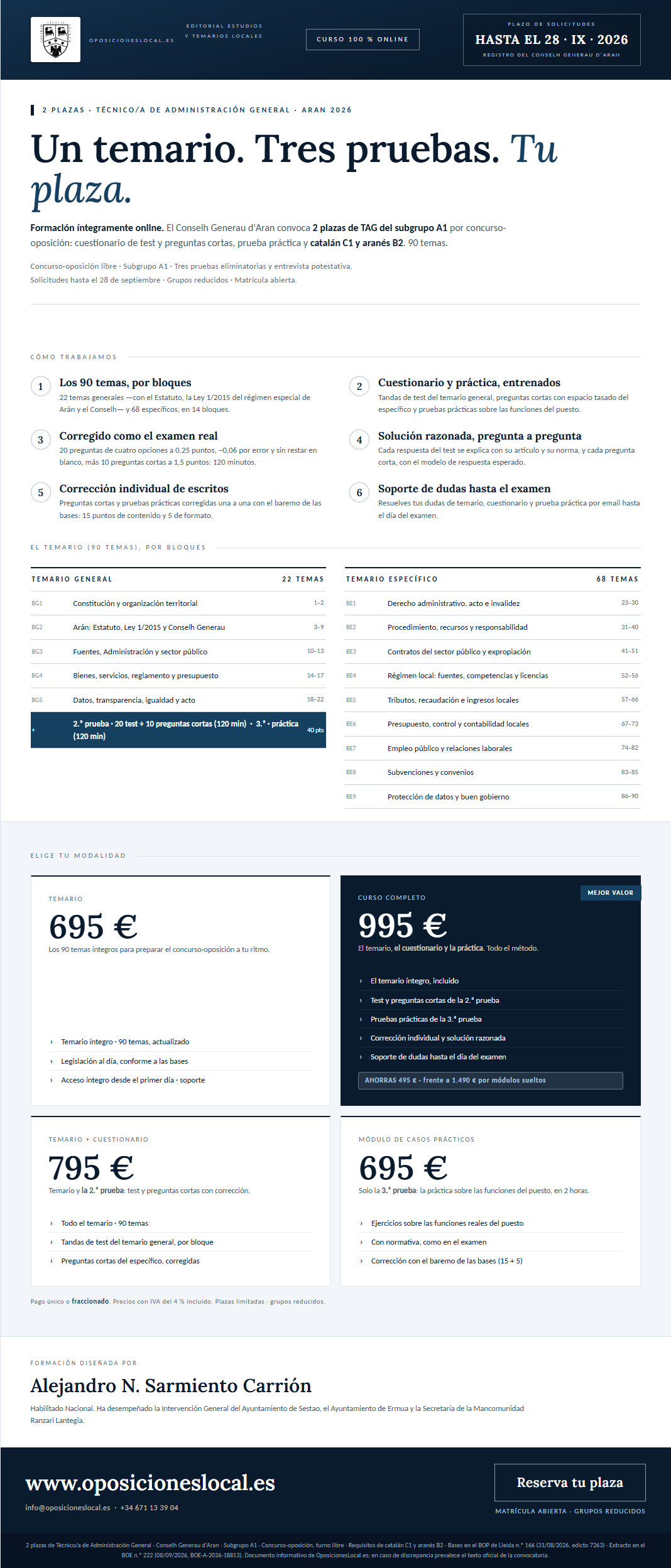 Curso Técnico/a de Administración General · Conselh Generau d'Aran 2026 · folleto completo