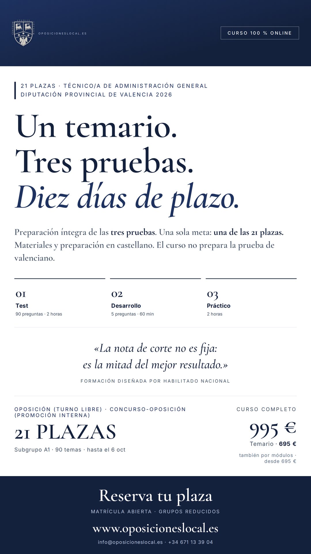 Curso online oposiciones Técnico/a de Administración General Diputación Provincial de Valencia 2026