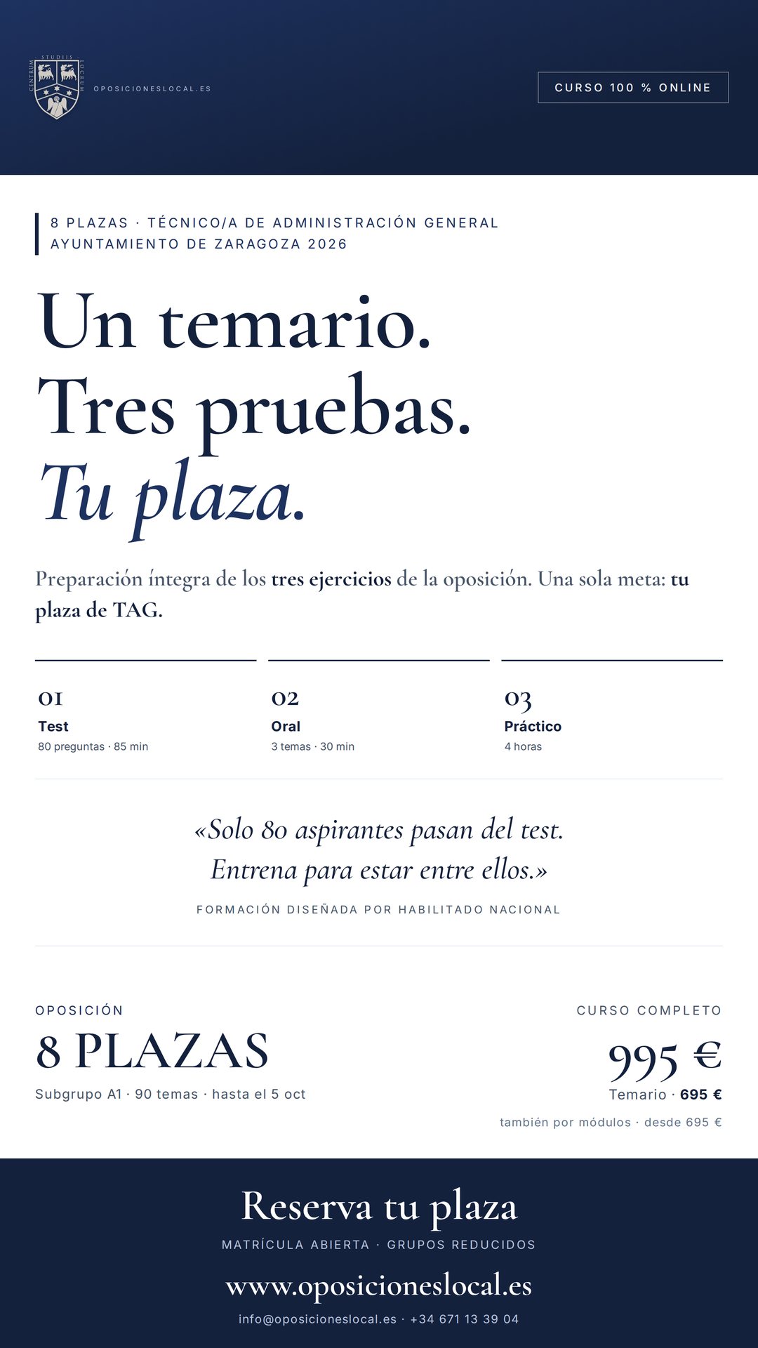 Curso online oposiciones Técnico/a de Administración General Ayuntamiento de Zaragoza 2026