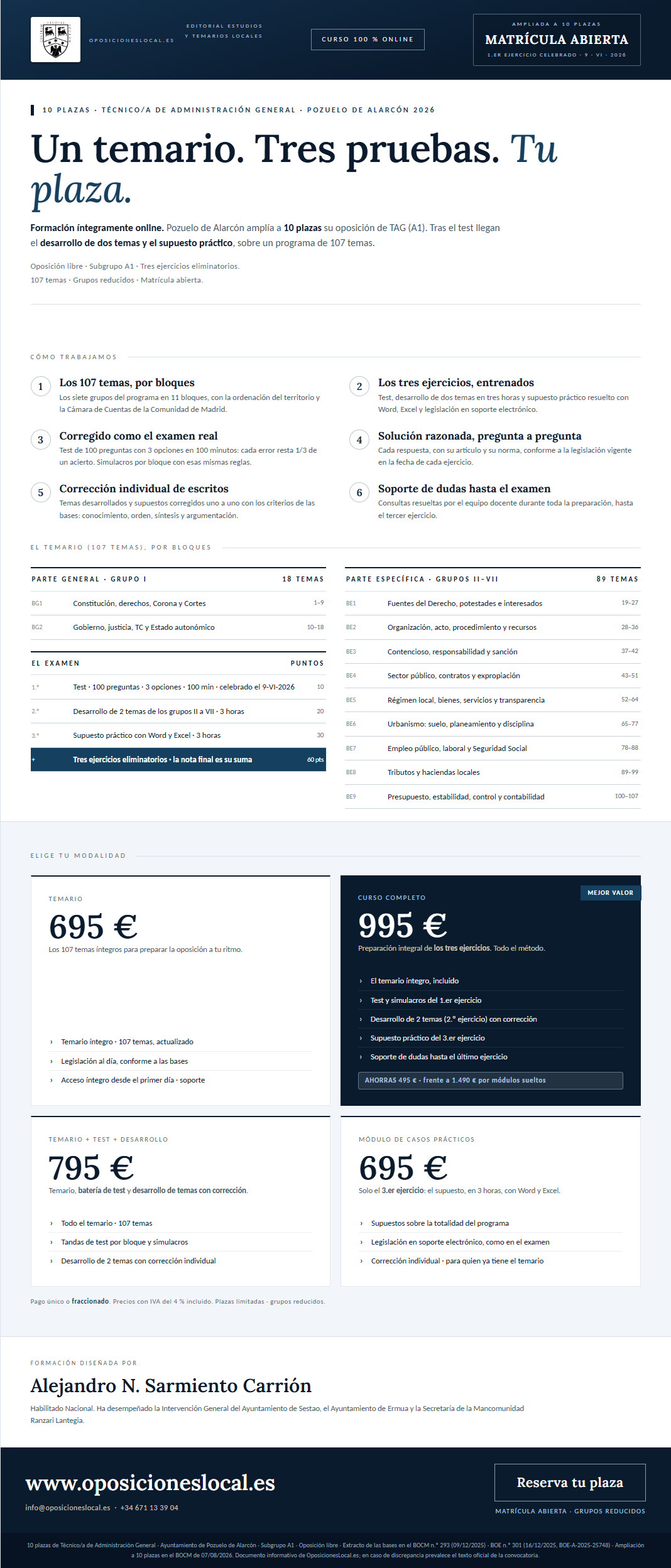 Curso Técnico/a de Administración General · Ayuntamiento de Pozuelo de Alarcón 2026 · folleto completo