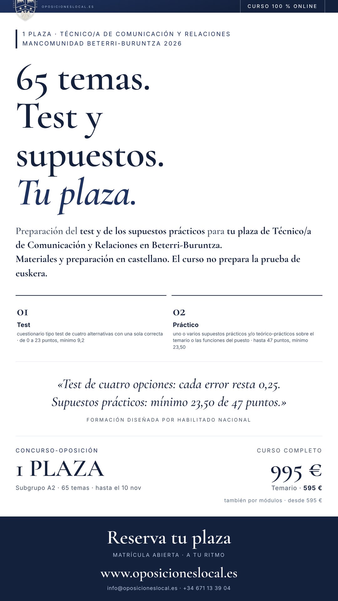 Curso online oposiciones Técnico/a de Comunicación y Relaciones Mancomunidad Beterri-Buruntza 2026
